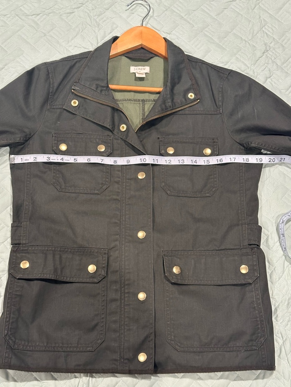 J.Crew Utility Jacket Women Small Olive Green Military Field Coat Cotton - Picture 8 of 8
